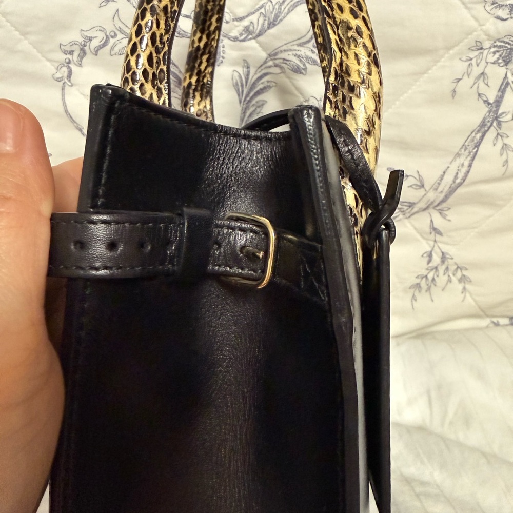 Balenciaga Black Leather Satchel with Snakeskin-Print Handles - Picture 5 of 15